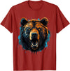 Forest Animal Art Bear Portrait Splash Forest Artwork Animal Lovers Motif T-Shirt - Cranberry Red