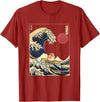 Hamster Kanagawa Wave Funny Surf Animal T-Shirt - Cranberry Red