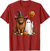 Fall Highland Cow Ghost Autumn Pumpkin Halloween Halloween Highland Cow, Spooky Highlander Cow Fall T-Shirt - Cranberry Red