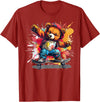 Cool Teddy with skateboard Colourful Splash with Skateboard Teddy Bear Outfit T-Shirt - Cranberry Red