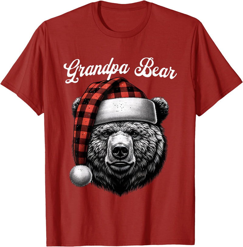 Family Matching Christmas Bear Outfits for Family Grandpa Bear Christmas Red Buffalo Family Matching Christmas T-Shirt - Cranberry Red