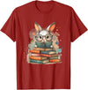 Reading Bunny with Glasses Bookworm Books Reader Unisex-Adults T-Shirt in Cranberry Red