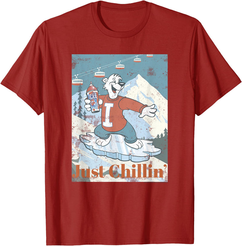 ICEE Bear Ice Boarding Just Chillin' T-Shirt - Cranberry Red