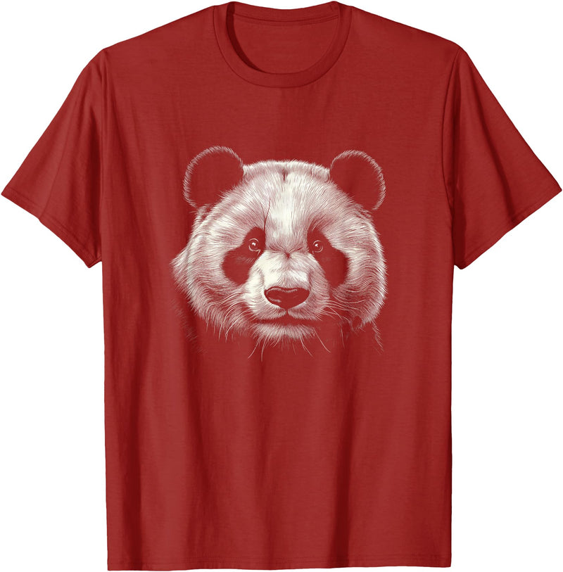 Panda Lover Theme Designs Panda Bear Face Graphic Art Design T-Shirt - Cranberry Red