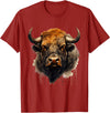 Safari Animal Art Buffalo Animal Print Portrait Bison Nature Artwork T-Shirt - Cranberry Red