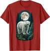 Polar Wilderness Fan Wildlife Lover Polar Bear Full Moon Night Forest Wildlife Nature Lover T-Shirt - Cranberry Red