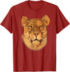 Lion T-shirt Lioness T-shirt Female Lion Face Shirt I love Lions Gift T-Shirt - Cranberry Red