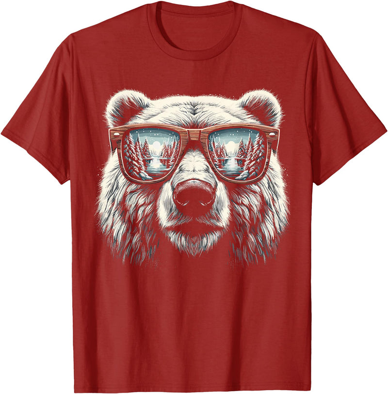 Funny Polar Bear Lover Polar Bear with Sunglasses T-Shirt - Cranberry Red