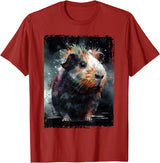Guinea Pig Lovers Guinea Pig Tees Guinea Pig Shirt Furry Potato Watercolor Guinea Pig Funny T-Shirt - Cranberry Red