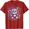 Vibrant Colorful Teddy Bear Illustration Rainbow Splash Teddy Bear T-Shirt - Cranberry Red