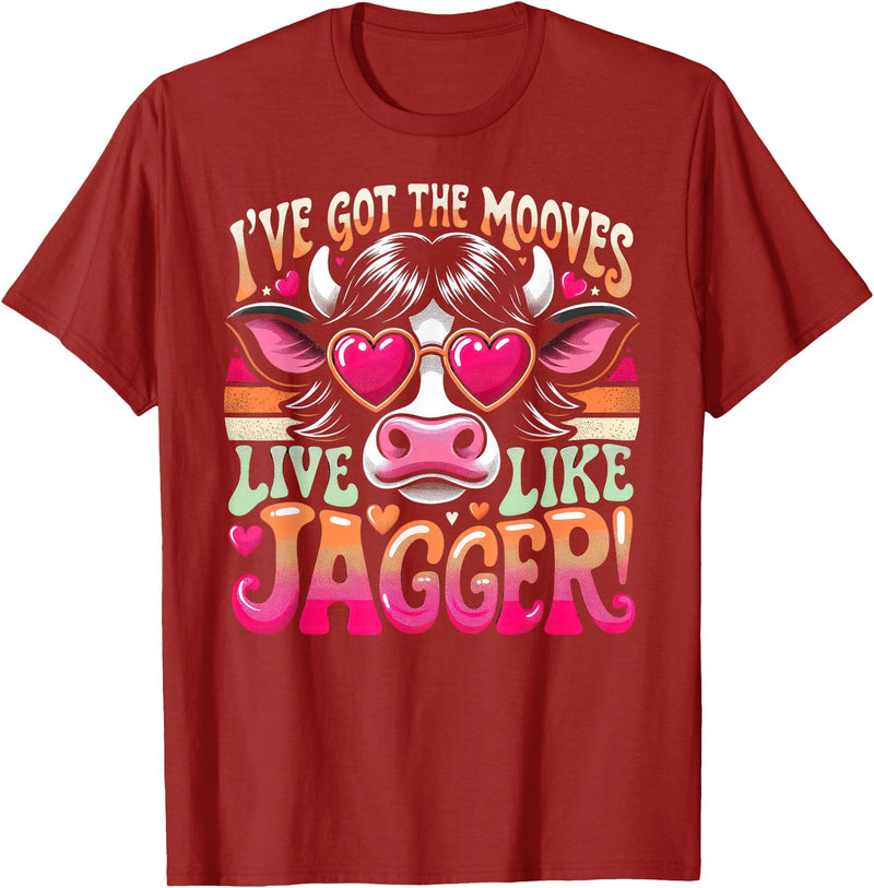 Cow's Jagger Moves: Funny Dance & Joy Cow Humor I've Got the Moves Funny Cow Like Jagger T-Shirt - Cranberry Red