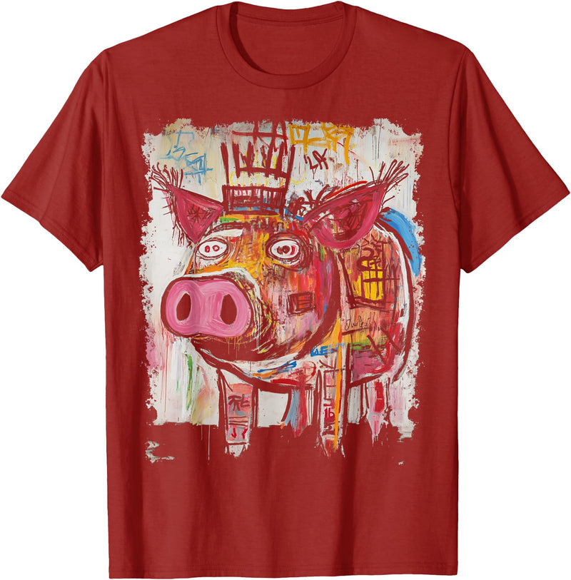 BADMENS&SIRENS Pig 90s Graffiti T-Shirt - Cranberry Red