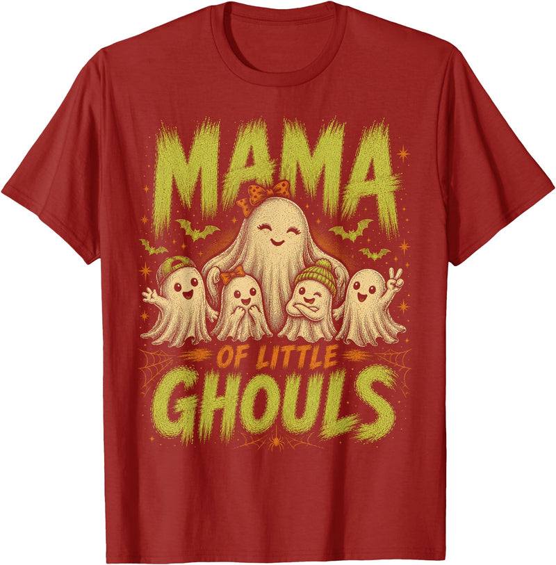 Mama of Little Ghouls Halloween Clothing BB Funny Halloween Mom Shirt Mothers Day Mama of Little Ghouls T-Shirt - Cranberry