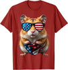 Hamster 4th Of July American Independence Day USA Patriotic T-Shirt - Cranberry Red