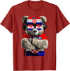 Croatia Flag Clothes Clothing for Men & Women Croatian Flag Bear Sunglasses Souvenirs Products Croatia T-Shirt - Cranberry Red