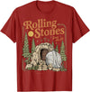 The Stone Was Rolled Away He Alive Retro Christian Easter T-Shirt in Cranberry Red