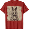 Goth Grunge Creepy Bunny Rabbit Mask Girl Anime Horror Art T-Shirt in Cranberry Red