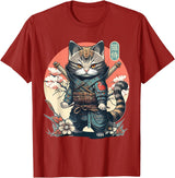 NINJA KITTEN WARRIORS Japanese Samurai Cat Tattoo, Kawaii Ninja Cat Women, Girls T-Shirt