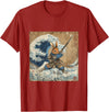 Bunny Rabbit Samurai Warrior Vintage Japanese Art Anime T-Shirt in Cranberry Red