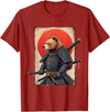 Japanese Samurai Bear Woodblock Art Samurai Brown Bear Ukiyo-e Ink Warrior Art Japanese Bear Art T-Shirt - Cranberry Red