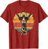 The Giraffe Fan Co. Giraffe Vintage Sunglasses Funny T-Shirt - Cranberry Red