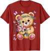Bear Lover Gift Co. Cool Crowned Teddy Bear for Flowers Lovers T-Shirt - Cranberry Red
