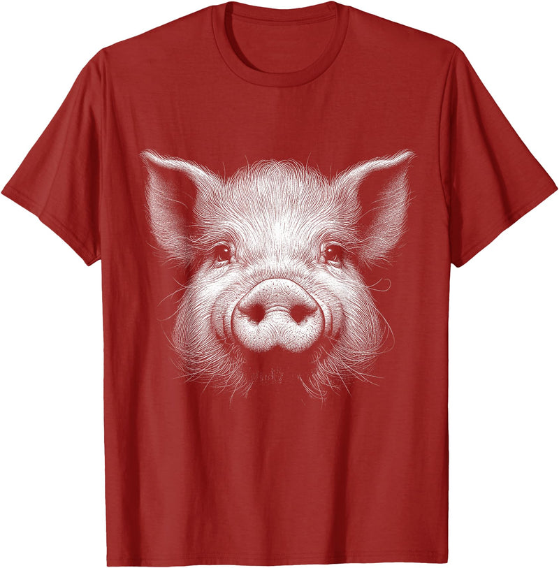 Animal Lovers Funny Quotes And Designs Pig Face Lover Art Design For Men And Women T-Shirt - Cranberry Red