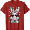 Cute Easter Bunny for Women Pink Rabbit Coquette Girly T-Shirt in Cranberry Red