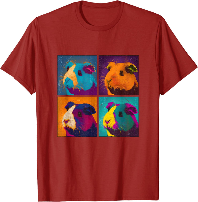 In Fi Guinea Pig Guinea Pig Pop Art Design Illustration Colorful Animal Women T-Shirt - Cranberry Red