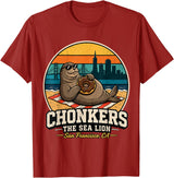 Chonkers The Sea Lion San Francisco Funny Seal Tee Chonkers The Sea Lion San Francisco Funny Seal T-Shirt - Cranberry Red