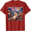 Retro Chill The Fourth Out Patriotic Guinea pigs Chill The Fourth Out Funny Guinea Pigs Coffee 4th of July T-Shirt - Cranberry Red