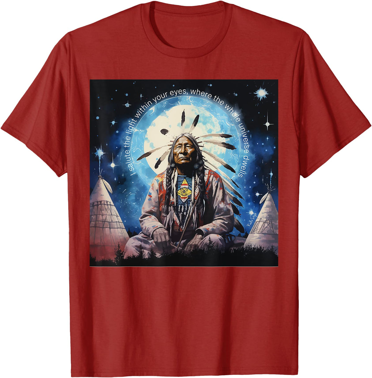 RedizStyle Crazy Horse - I Salute The Light Within Your Eyes T-Shirt - Cranberry Red