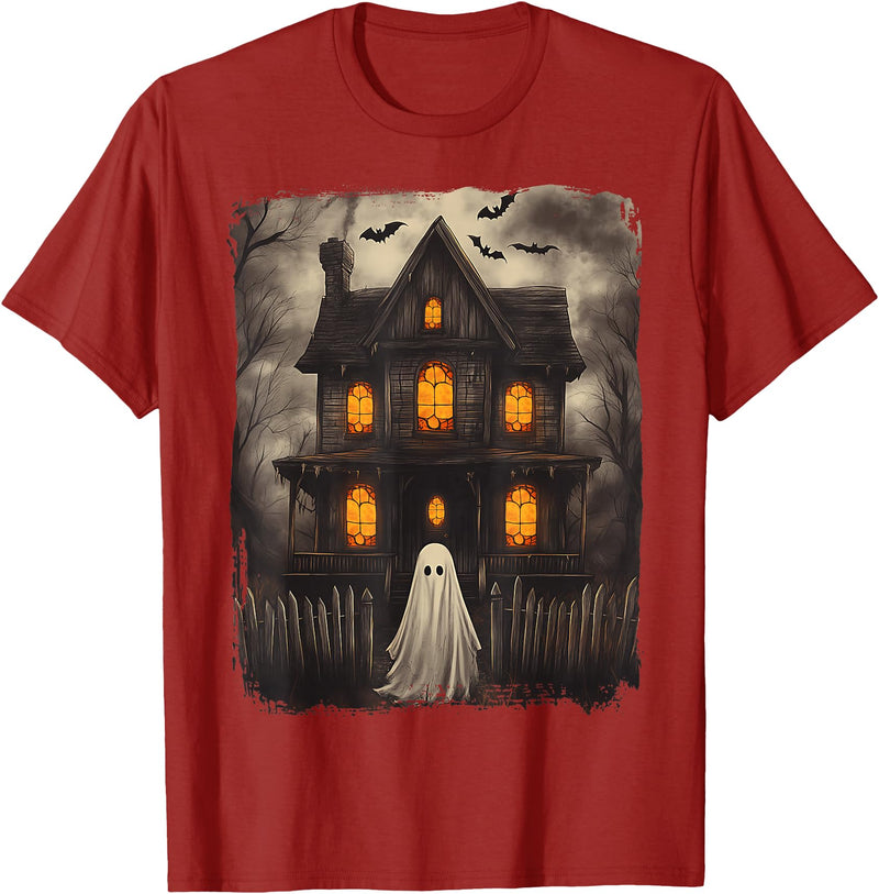 Vintage Haunted House Ghost Halloween Costumes Vintage Ghost Haunted House Scary Halloween Costume Spooky T-Shirt -