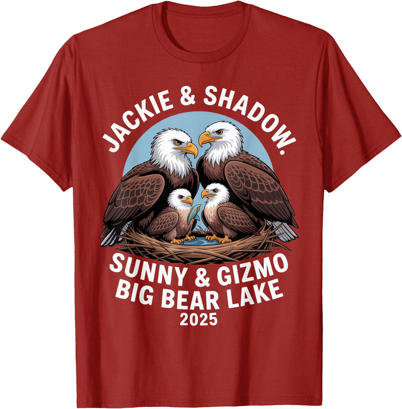 Nature Wildlife Art Prints Jackie & Shadow Sunny & Gizmo Big Bear Lake 2025 Eagle T-Shirt - Cranberry Red