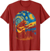 Bear playing Guitar Night-Sky Moon Guitar Grizzly Bear Blues Guitarist Starry Night Musician Music T-Shirt - Cranberry Red