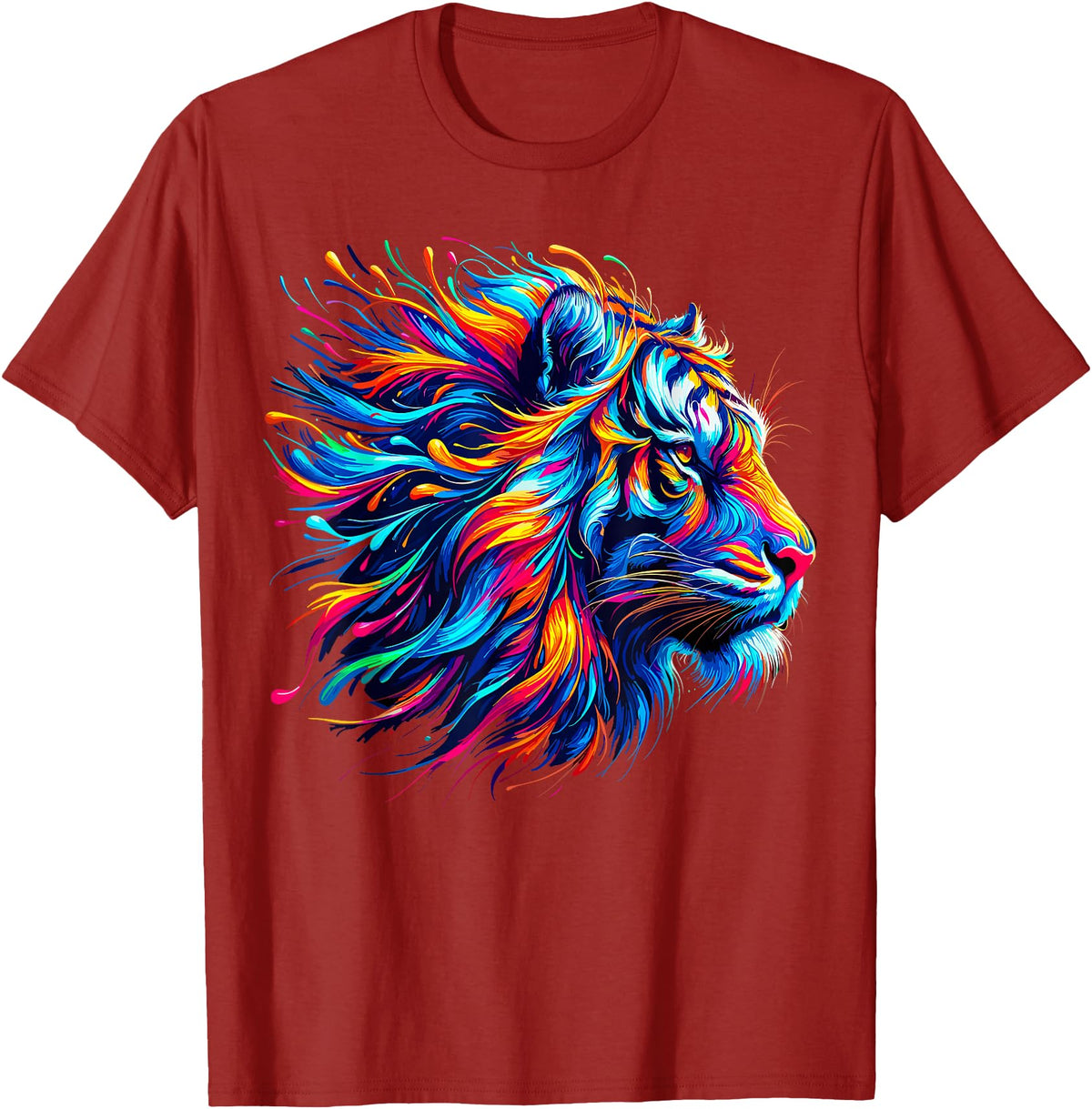 Funny Lion lover Gifts Colorful Lion T-Shirt - Cranberry Red