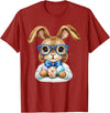 Vintage Easter Rabbit Cute Bunny with Bow Tie Boy Kid T-Shirt in Cranberry Red