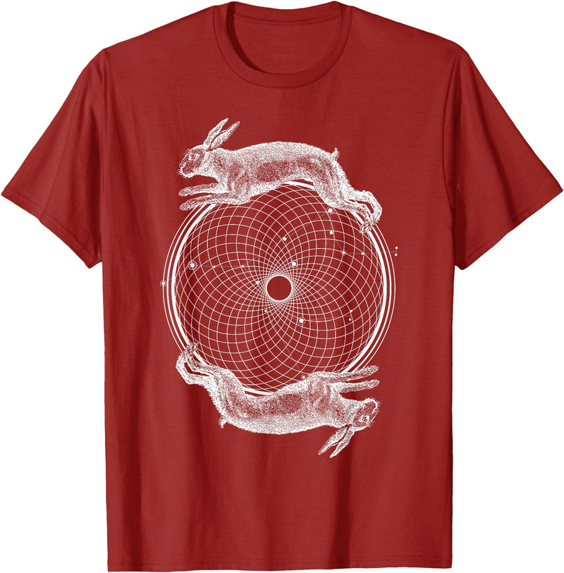 Torus Rabbits - Sacred Geometry T-Shirt in Cranberry Red