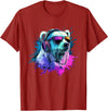 Colorful Artistic Polar Bear Animal Motifs Polar Bear Colorful Music Headphones Artistic Polar Bears T-Shirt - Cranberry Red