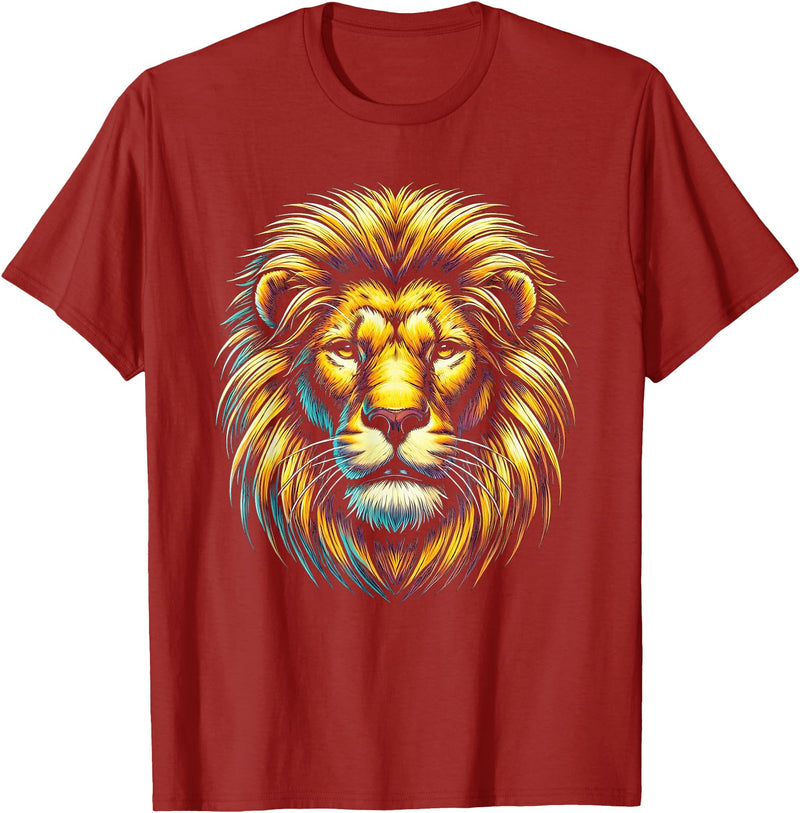 StopLyonLyonCos Co. Gift for Lion Lovers Men Women Kids Calm Relaxed Lion Face T-Shirt - Cranberry Red