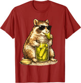Pickle Munching Guinea Pig Designs Funny Guinea Pig Pickle Lover T-Shirt - Cranberry Red