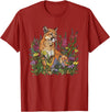 Mountain Lion Cougar Panther Catamount Designs Mountain Lion Amidst Wildflowers T-Shirt - Cranberry Red