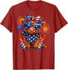 Cute Highland Cow 4th of July USA Flag Patriotic Cow Farmer T-Shirt - Cranberry Red