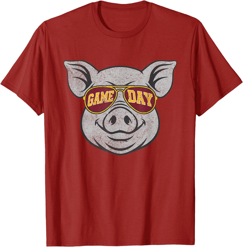 Game Day Pig Tee-TShirt Gifts Game Day Pig T-Shirt - Cranberry Red