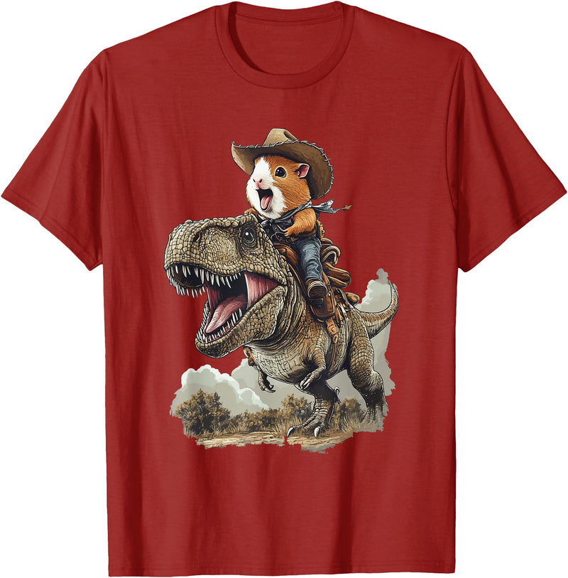 Animal Cowboy Guinea Pig Rex Cowboy T-Shirt - Cranberry Red