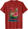 Colorful Watercolor Animal Designs Lama Men's Women's Colourful Watercolour Llama T-Shirt - Cranberry Red