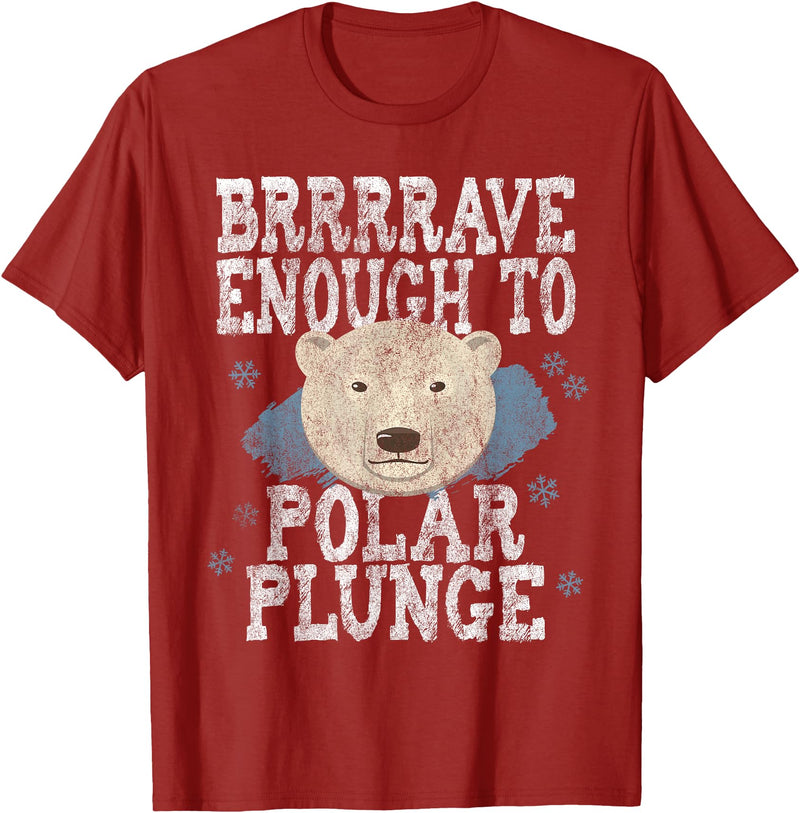 Take The Plunge Designs Funny Polar Bear Plunge Joke - Brrrr Cold Water Event T-Shirt - Cranberry Red