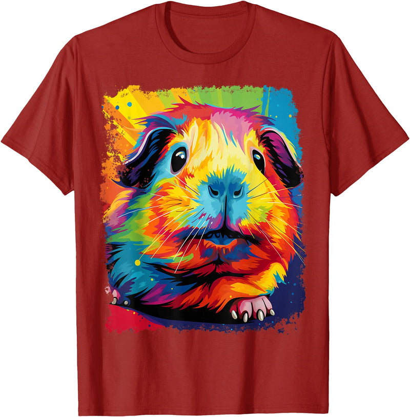 PopArt Pet Animal Prints A Guinea Pig T-Shirt - Cranberry Red