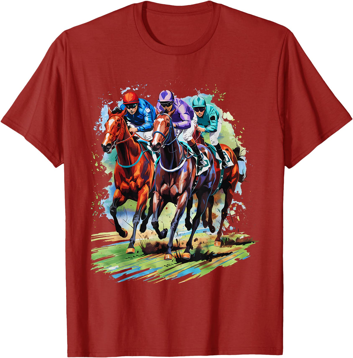 Horse Lover Gift Co. Funny Horse Racing Jockey Racer Derby Rider Race Track T-Shirt - Cranberry Red
