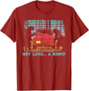 Funny Camping Lovers Gift Tee Hey Look A Menu Funny Bear Camping Retro Vintage Camper Car T-Shirt - Cranberry Red